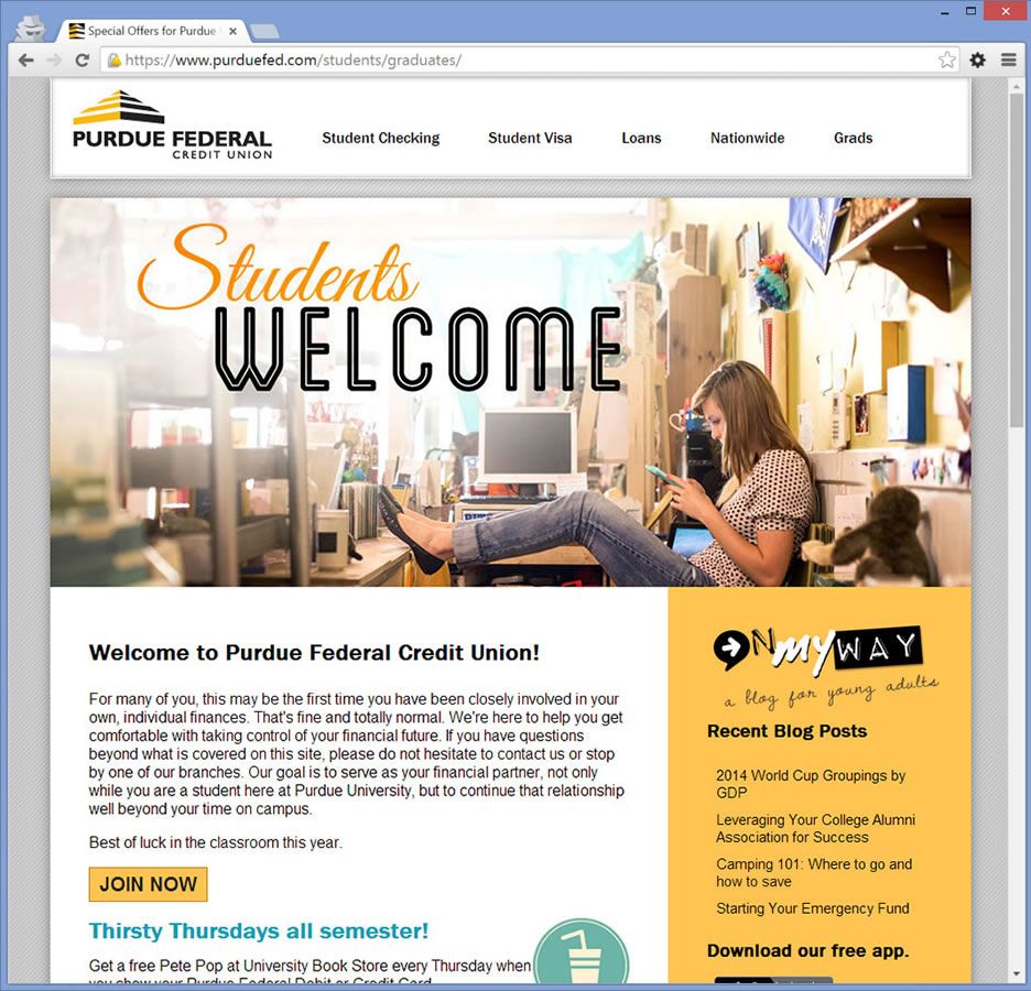 Purdue Federal Credit Union <strong>Student Microsite</strong>